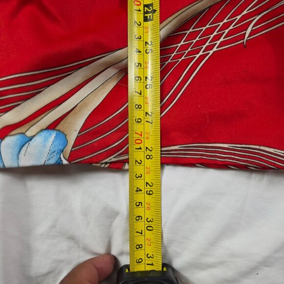 Vintage Waltah Clarks Mens Large Red Blue Floral Button Up Hawaiian Shirt Casual - Picture 8 of 8